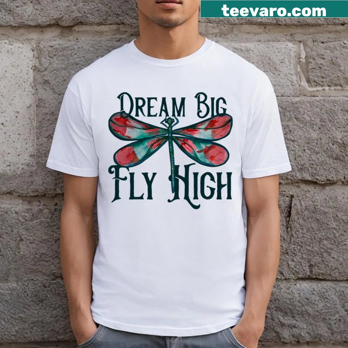 T-shirt with an illustration of a dragonfly symbolizing hope and dreams — on a men's t-shirt