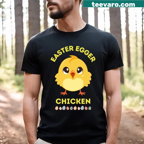 T-shirt with an illustration of an Easter Egger chicken
