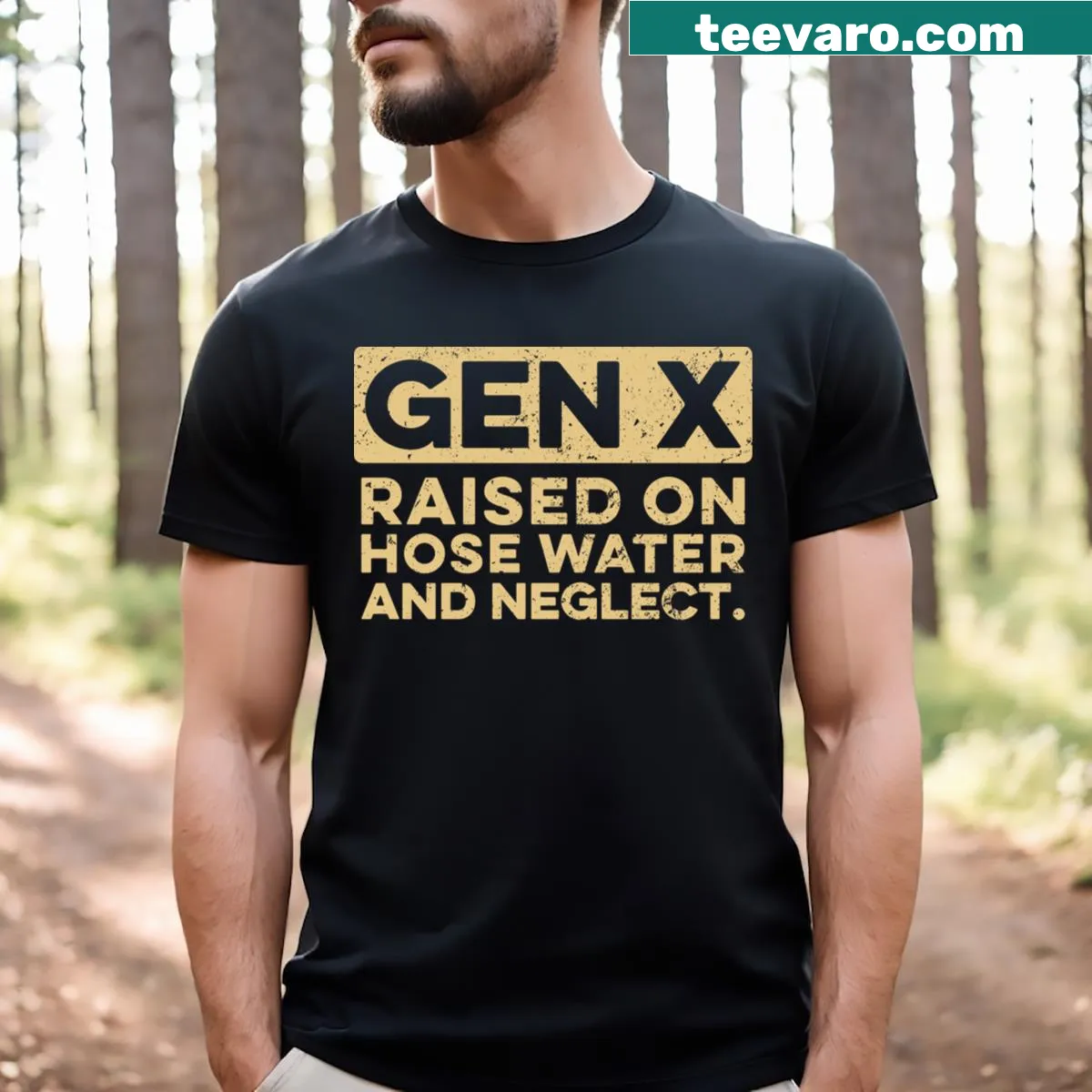 Funny typography t-shirt celebrating Generation X upbringing — on a men's t-shirt