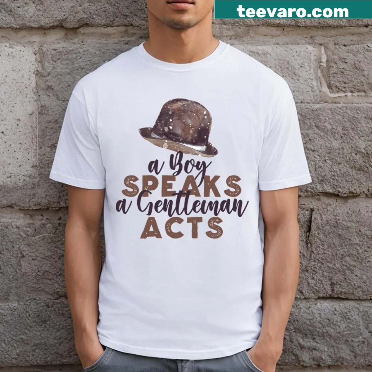 Classic Gentleman T-shirt with elegant typography — on a men's t-shirt
