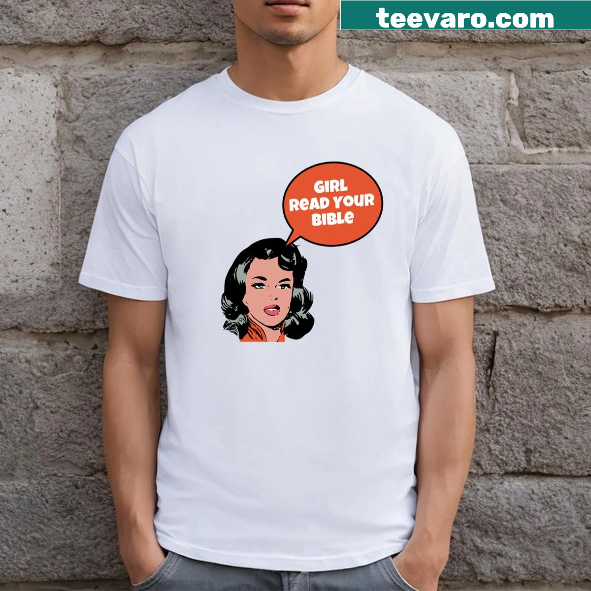 Inspirational T-shirt with Bible reading message and stylish typography — on a men's t-shirt