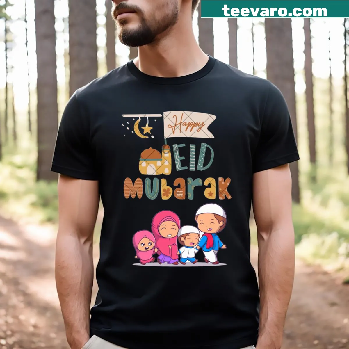 Inspirational T-shirt celebrating Eid and Ramadan with heartfelt message — on a men's t-shirt