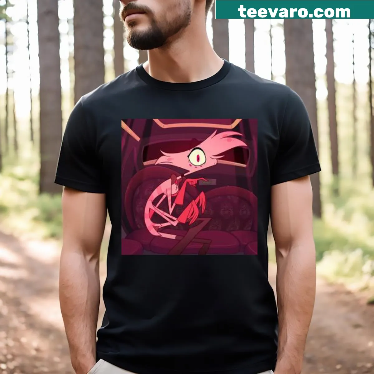 Hazbin Hotel Loser Baby design showcased on a t-shirt. — on a men's t-shirt