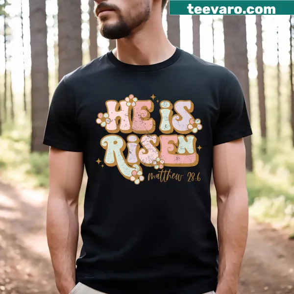 Wholesome Easter T-shirt featuring 'He Is Risen' message for kids