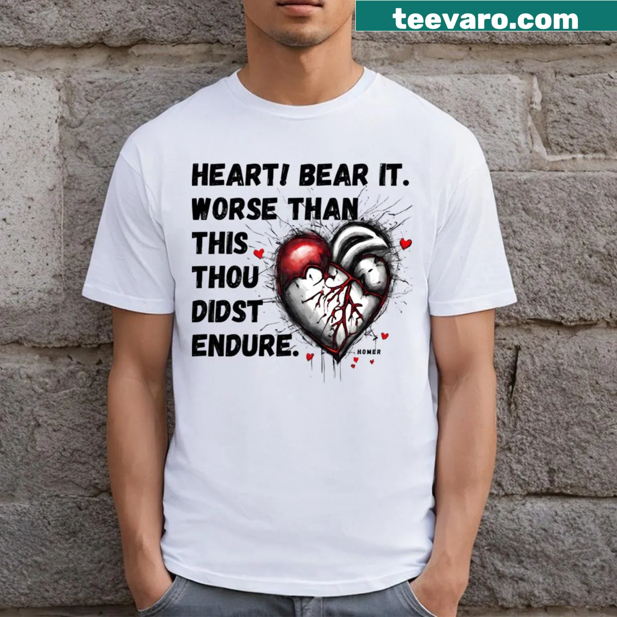 Homer's Odyssey quote T-shirt with an inspirational design — on a men's t-shirt