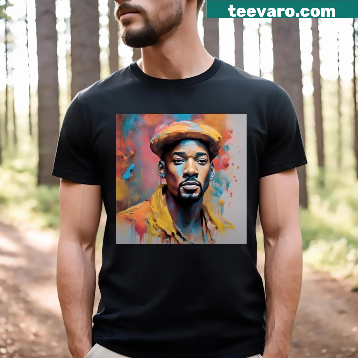 Illustration T-shirt featuring a painted Will Smith — on a men's t-shirt