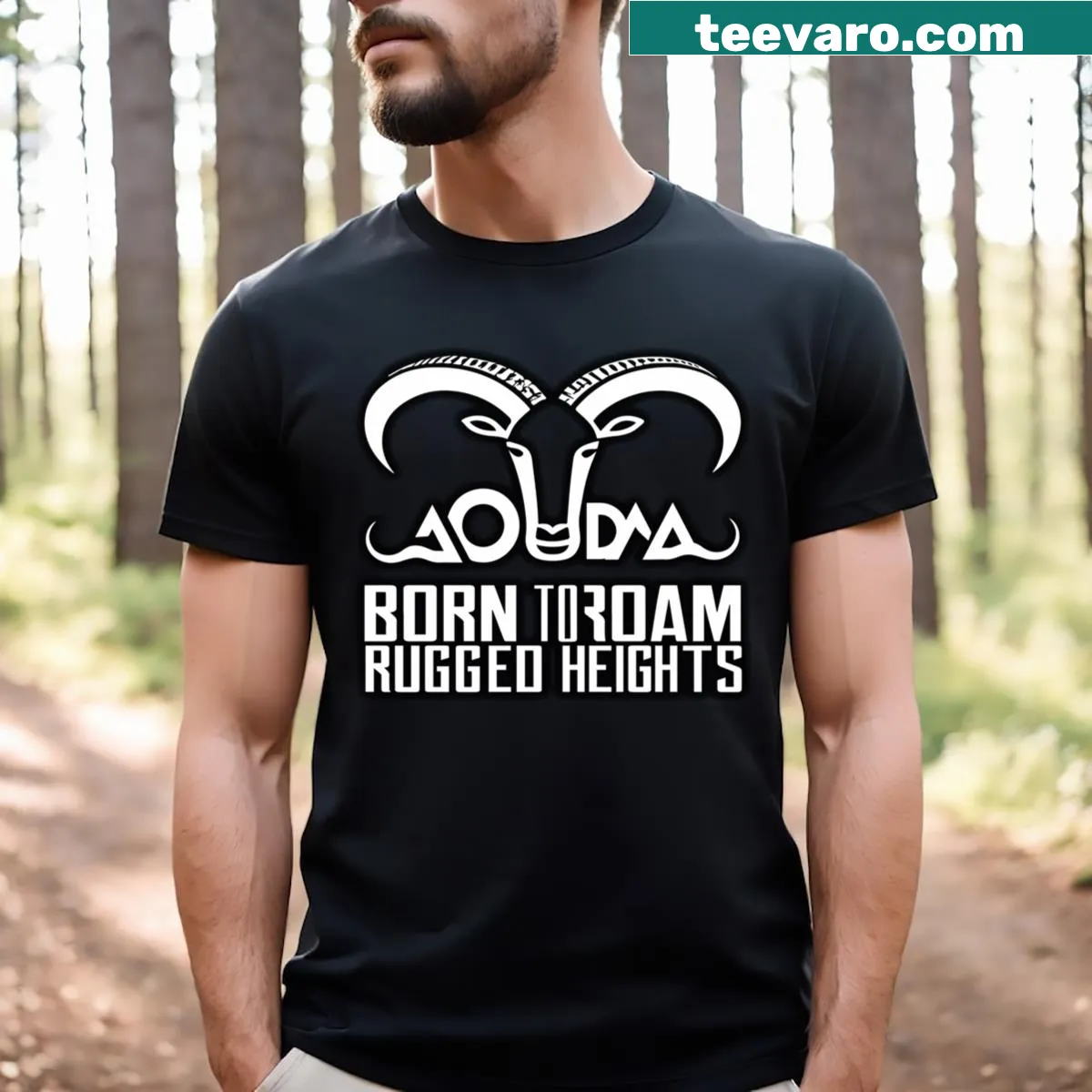 Stylized Aoudad graphic with 'Wanderer' text for travel lovers — on a men's t-shirt