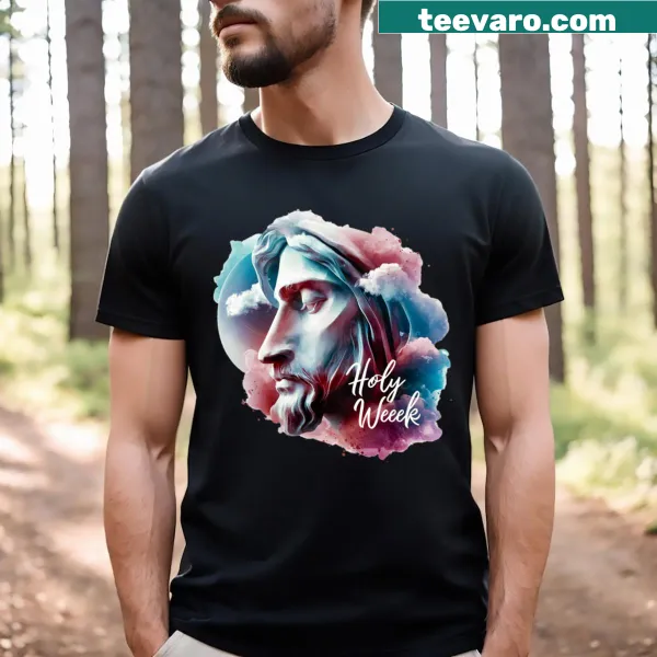 Illustrated Holy Week t-shirt conveying themes of faith and reflection