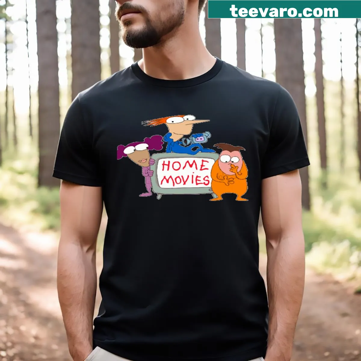 Home Movies t-shirt showcasing the phrase for cinema lovers — on a men's t-shirt