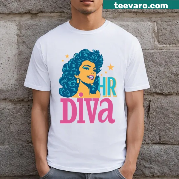 Stylish HR Diva t-shirt with playful typography for women