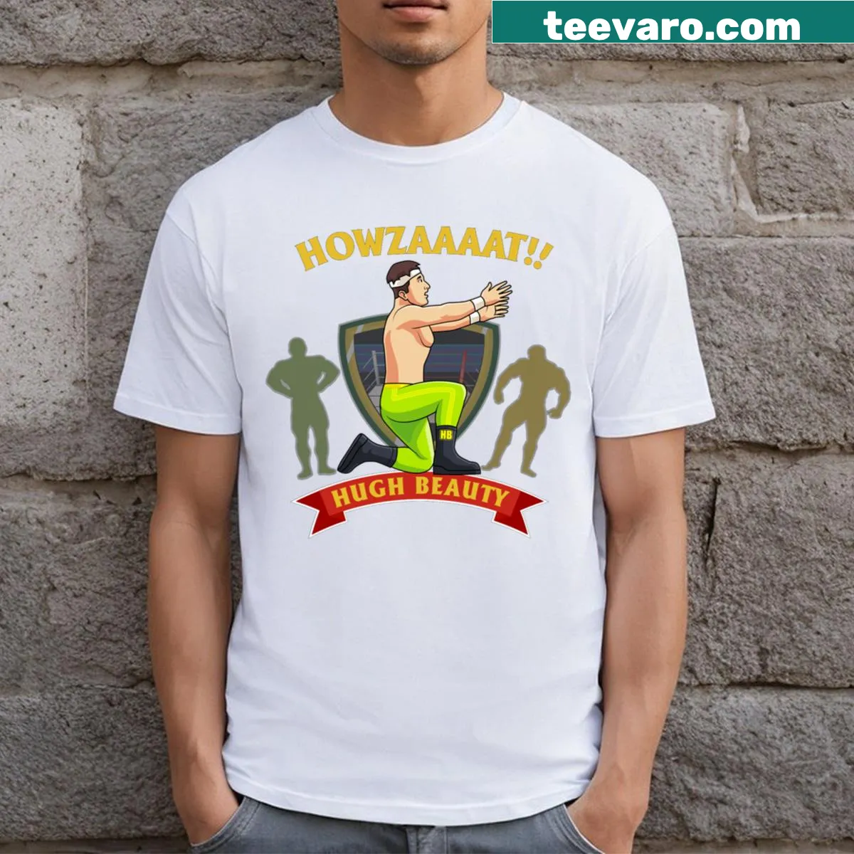 Playful T-shirt featuring 'Howzat' for cricket lovers — on a men's t-shirt
