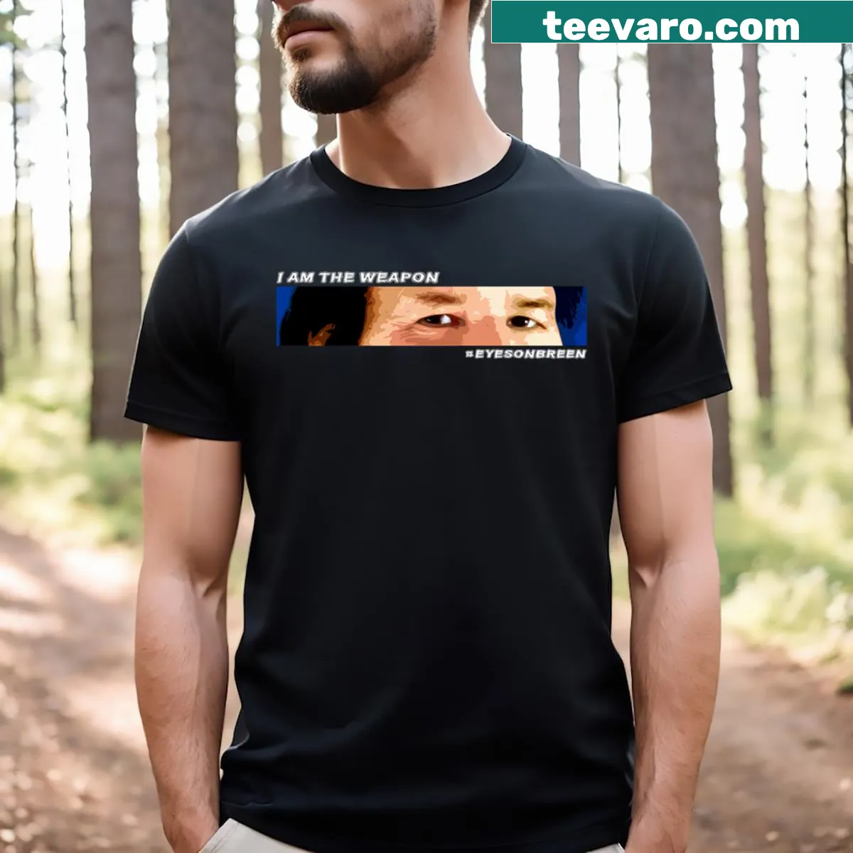 Edgy t-shirt featuring bold text 'I Am The Weapon' — on a men's t-shirt