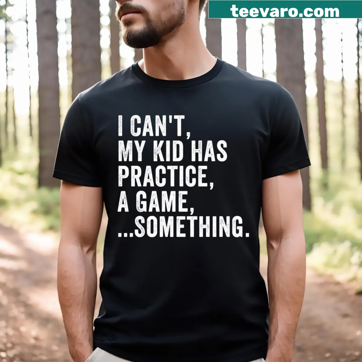 Funny T-shirt for sports moms with humorous parenting phrase — on a men's t-shirt