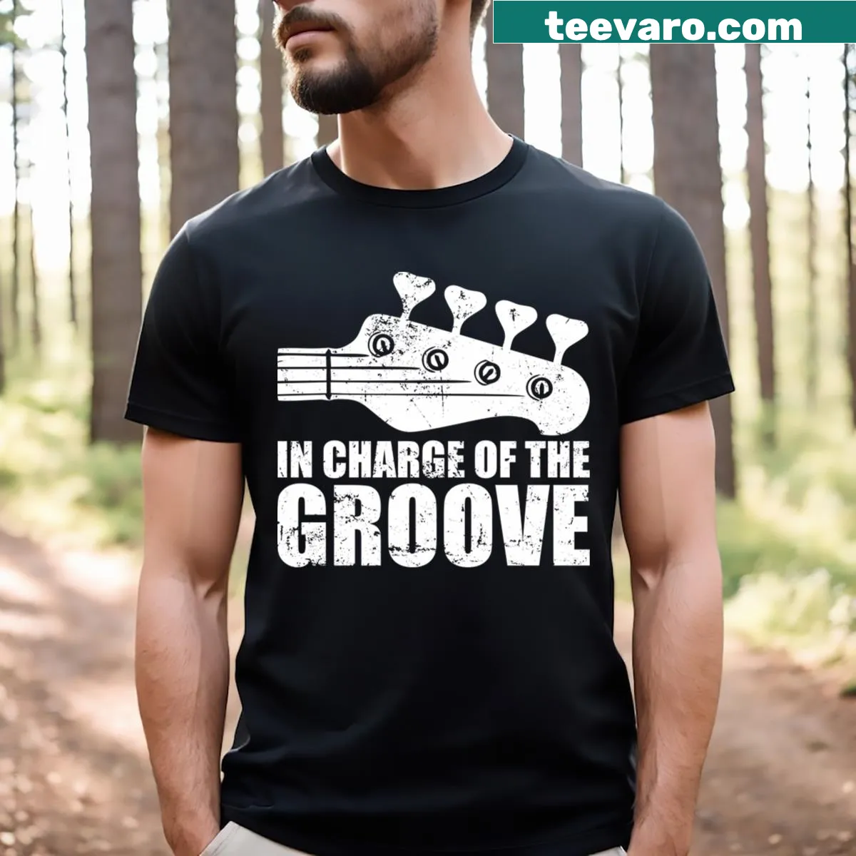 T-shirt for bass players featuring groove-themed design — on a men's t-shirt