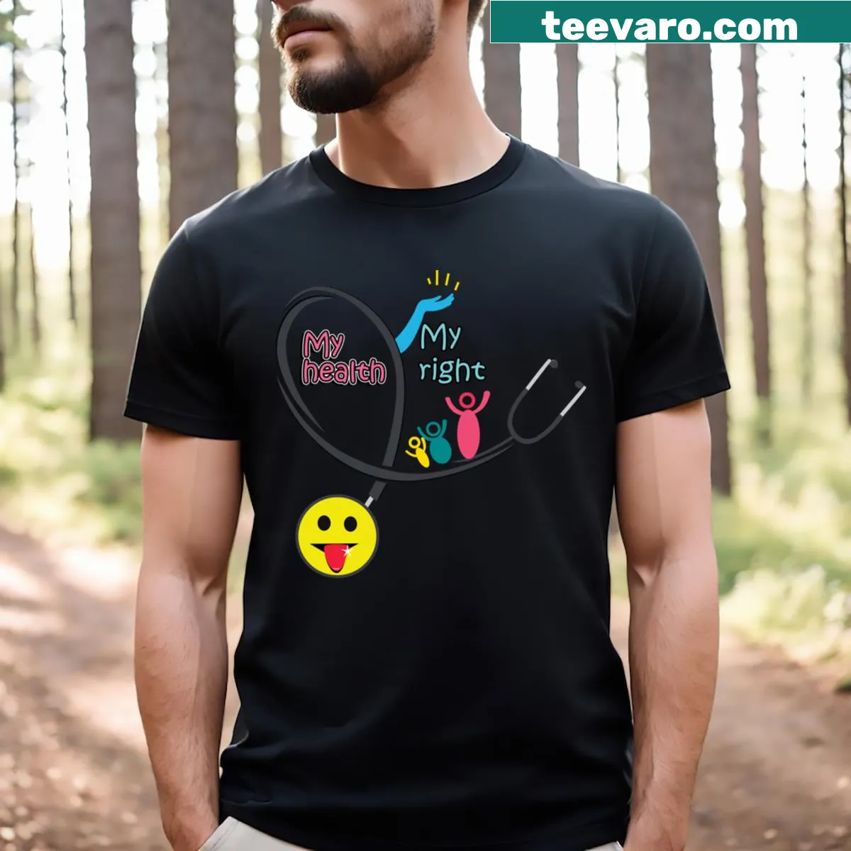 T-shirt featuring text promoting International Health Day on April 7th — on a men's t-shirt