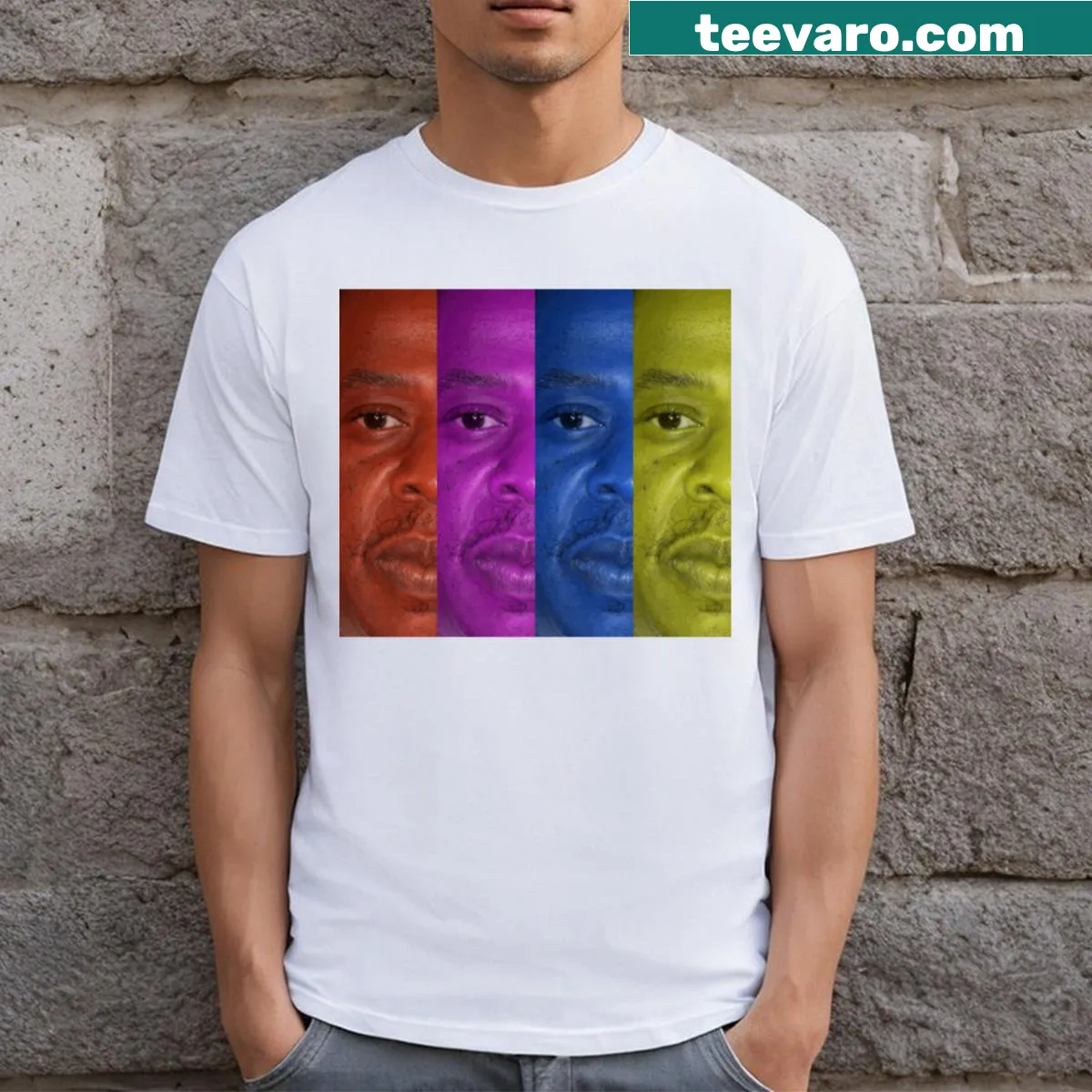 Pop art Jay Z graphic on T-shirt — on a men's t-shirt