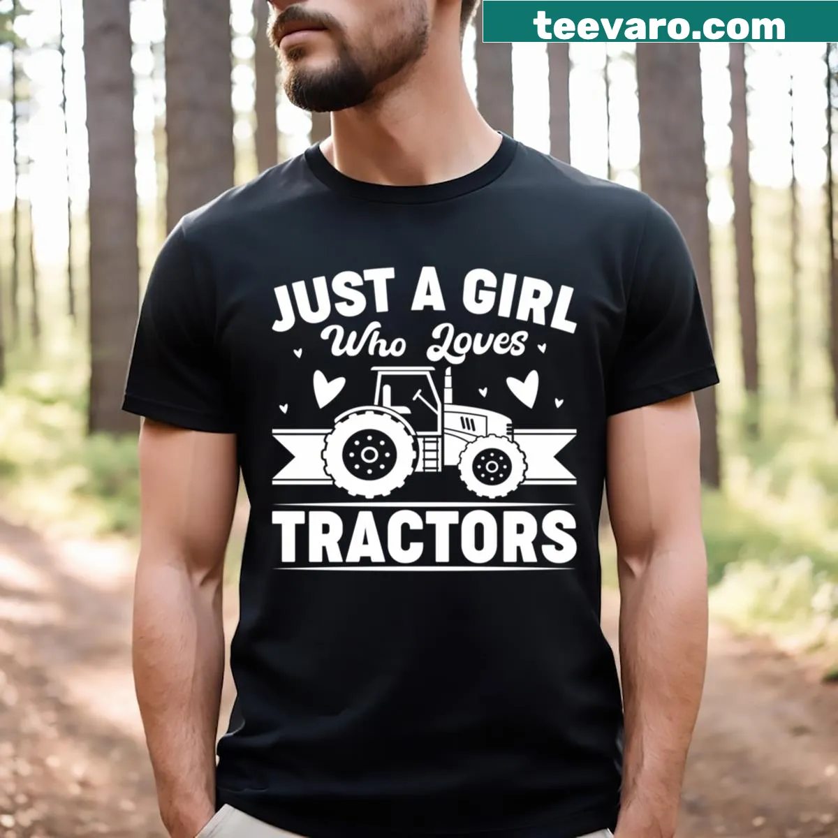 Typography design celebrating love for tractors on a t-shirt — on a men's t-shirt