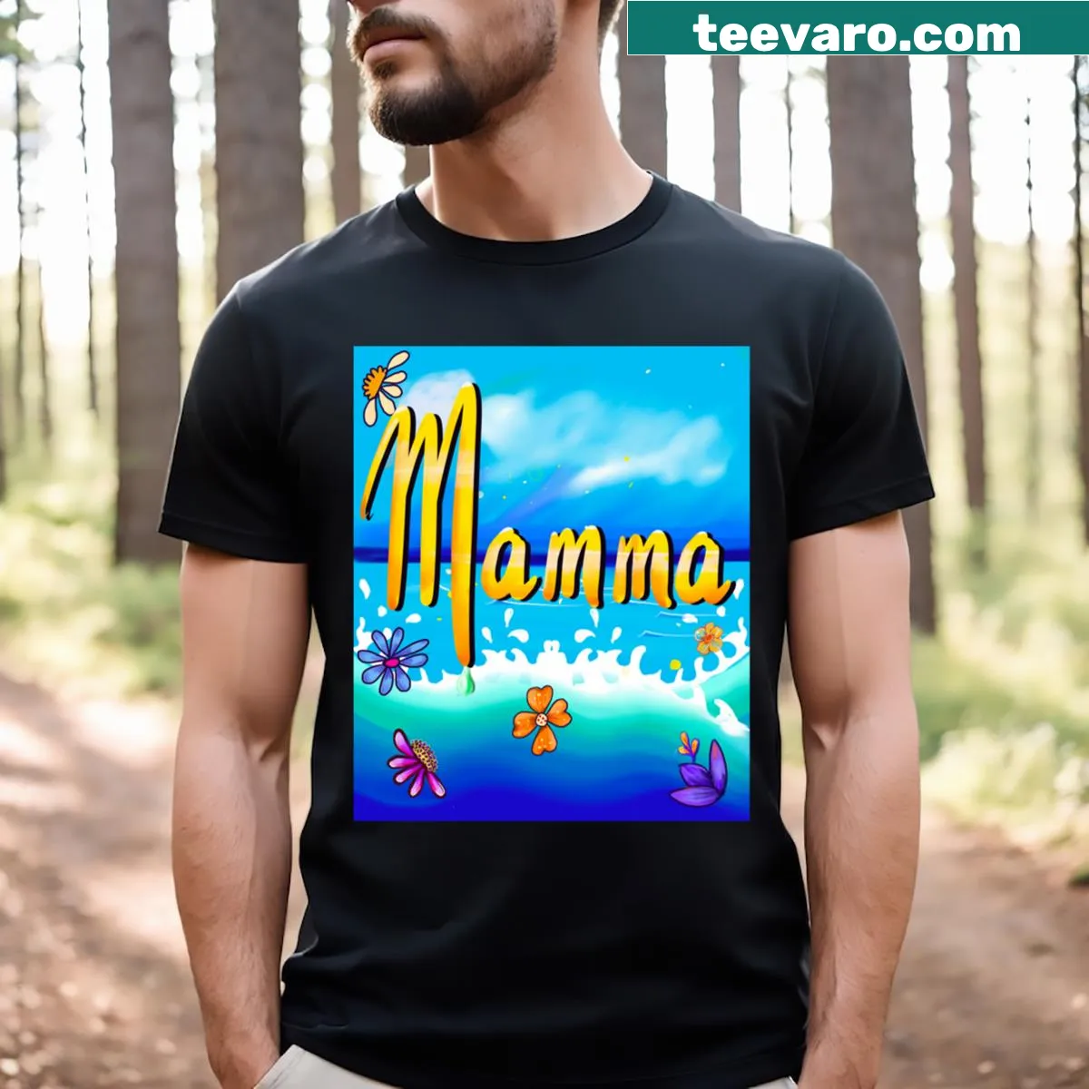 T-shirt with tropical waves and maritime theme for Mother's Day — on a men's t-shirt
