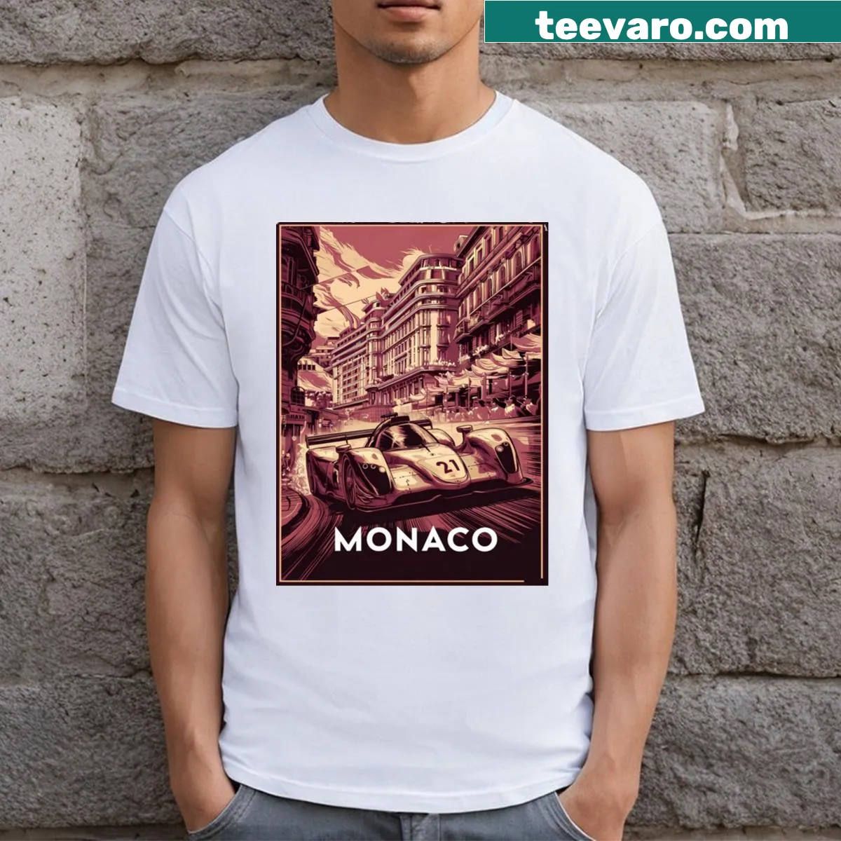 Vintage race T-shirt inspired by the Monaco Grand Prix — on a men's t-shirt
