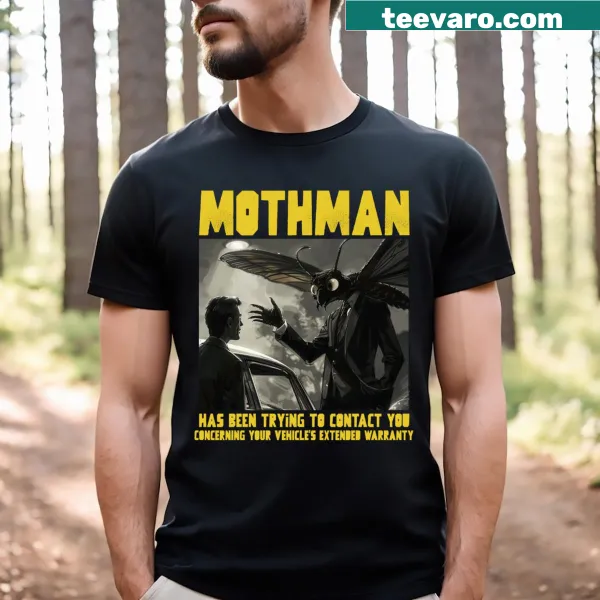 Mothman themed T-shirt with a whimsical cartoon graphic
