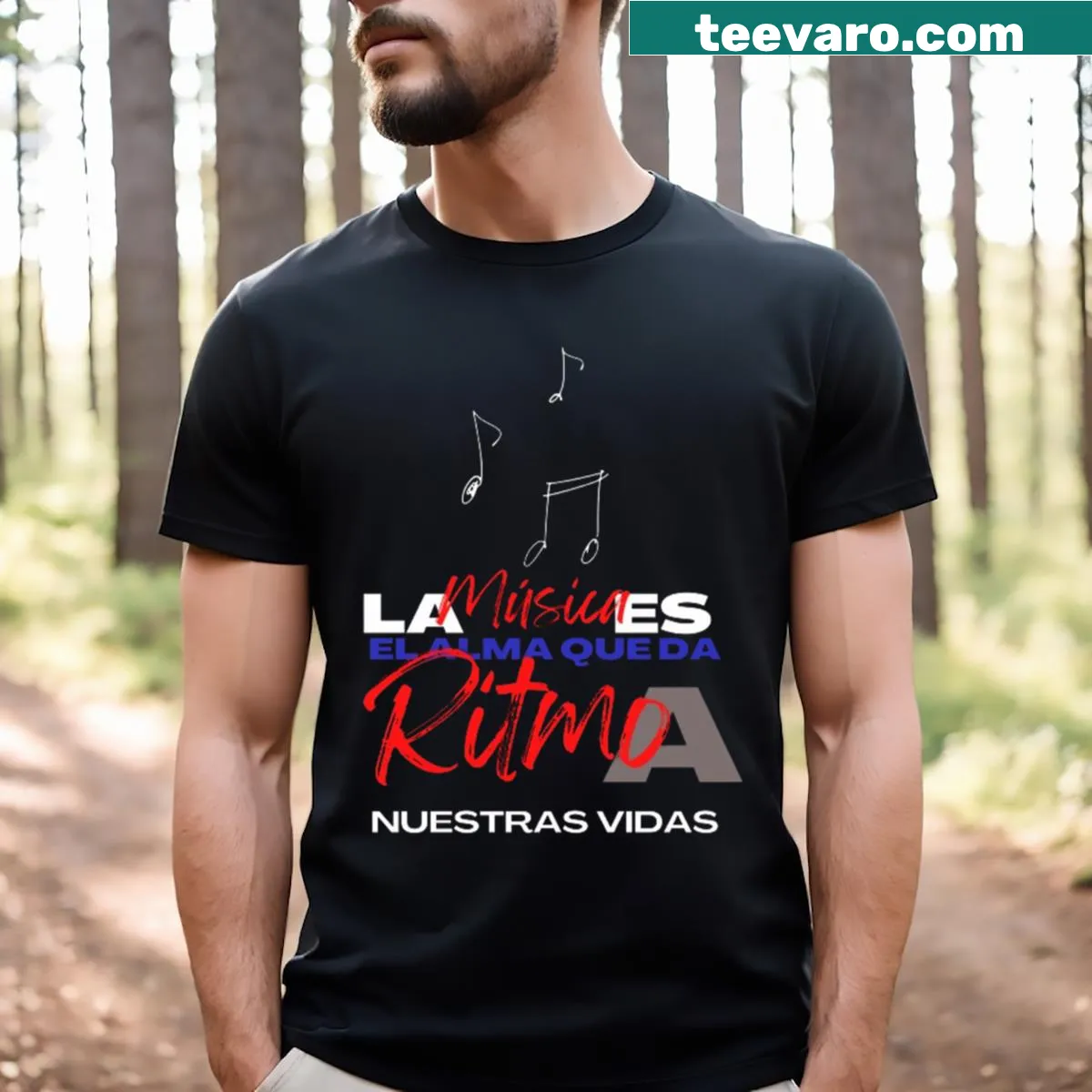 T-shirt with positive music phrases designed to inspire — on a men's t-shirt