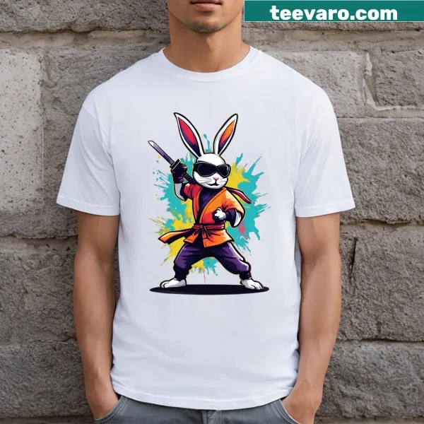 Cartoon Ninja Bunny design on a T-shirt