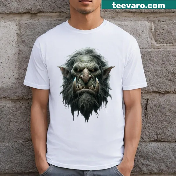 Illustrated Norwegian troll design on a whimsical t-shirt