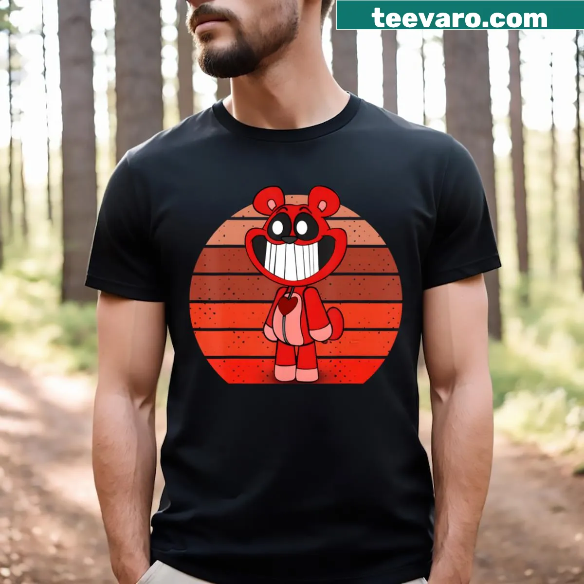 Cute retro-themed T-shirt with playful graphic and text. — on a men's t-shirt