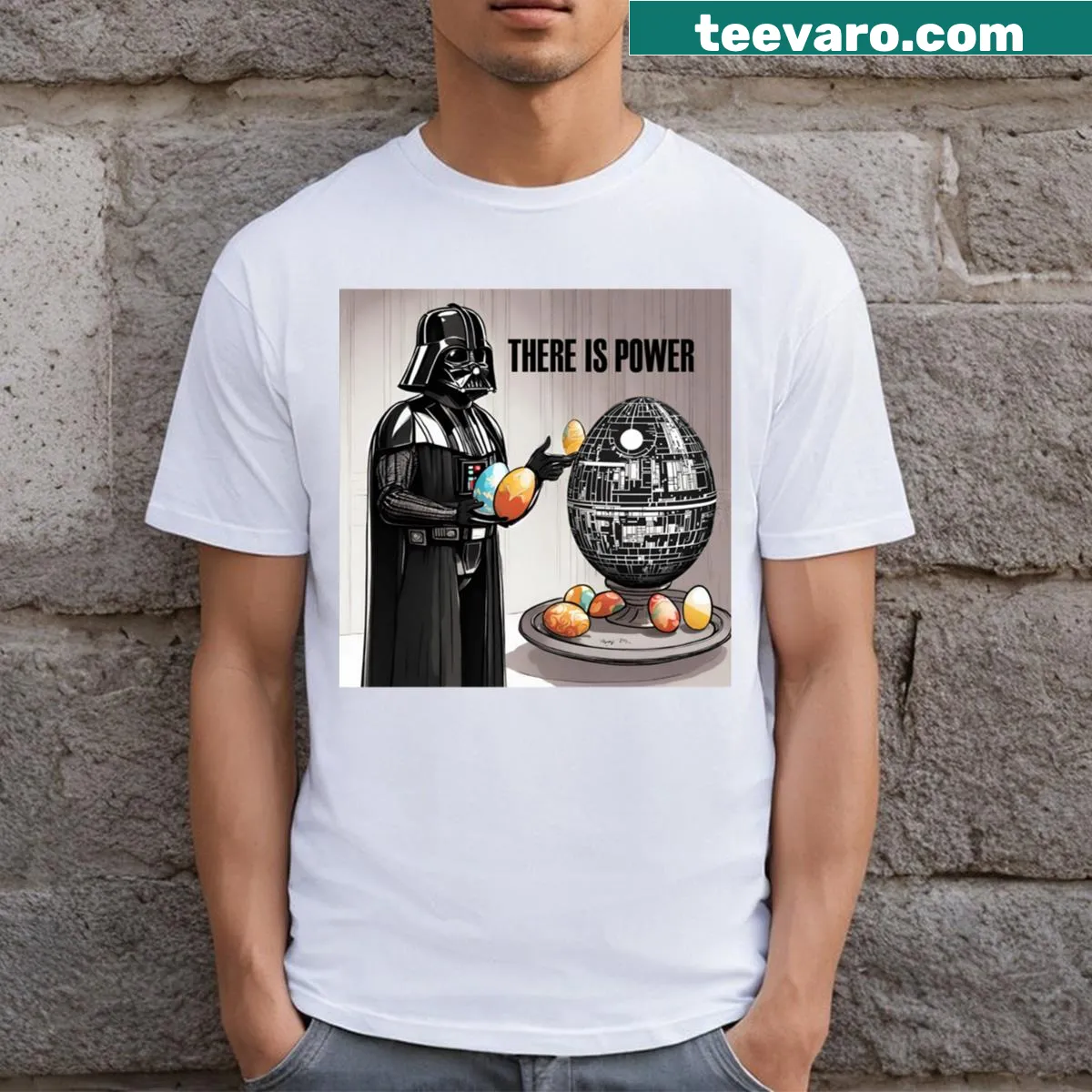 Bold typography t-shirt with the phrase 'There Is Power' — on a men's t-shirt
