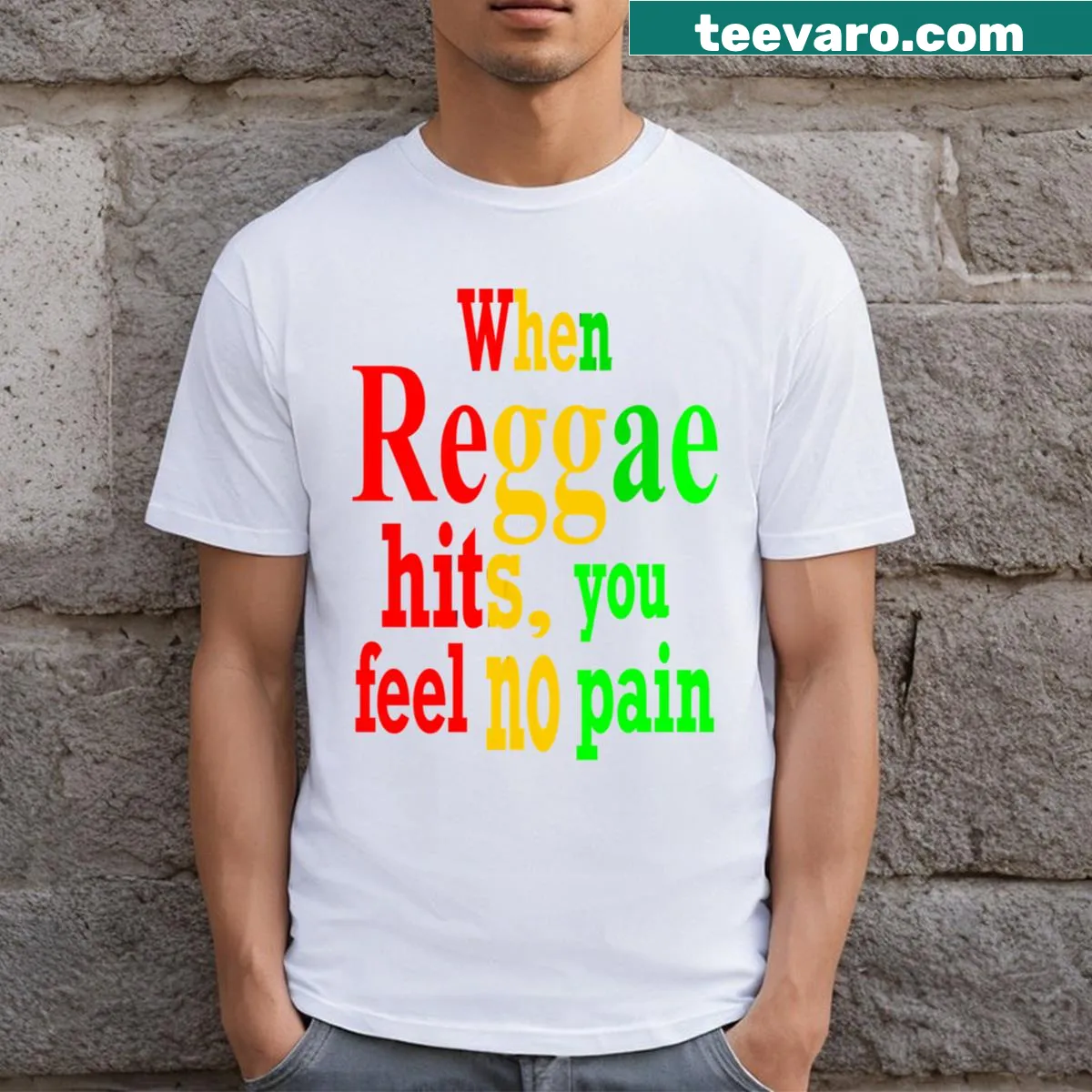 Reggae music lover t-shirt with Rasta flag and cultural design — on a men's t-shirt