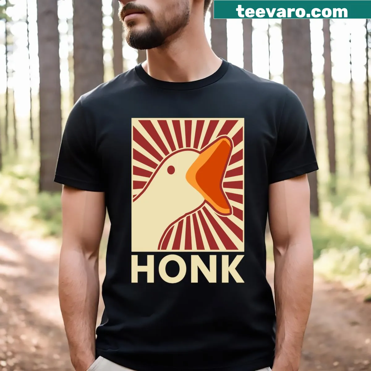 Vintage T-shirt featuring the Untitled Goose Game graphic — on a men's t-shirt