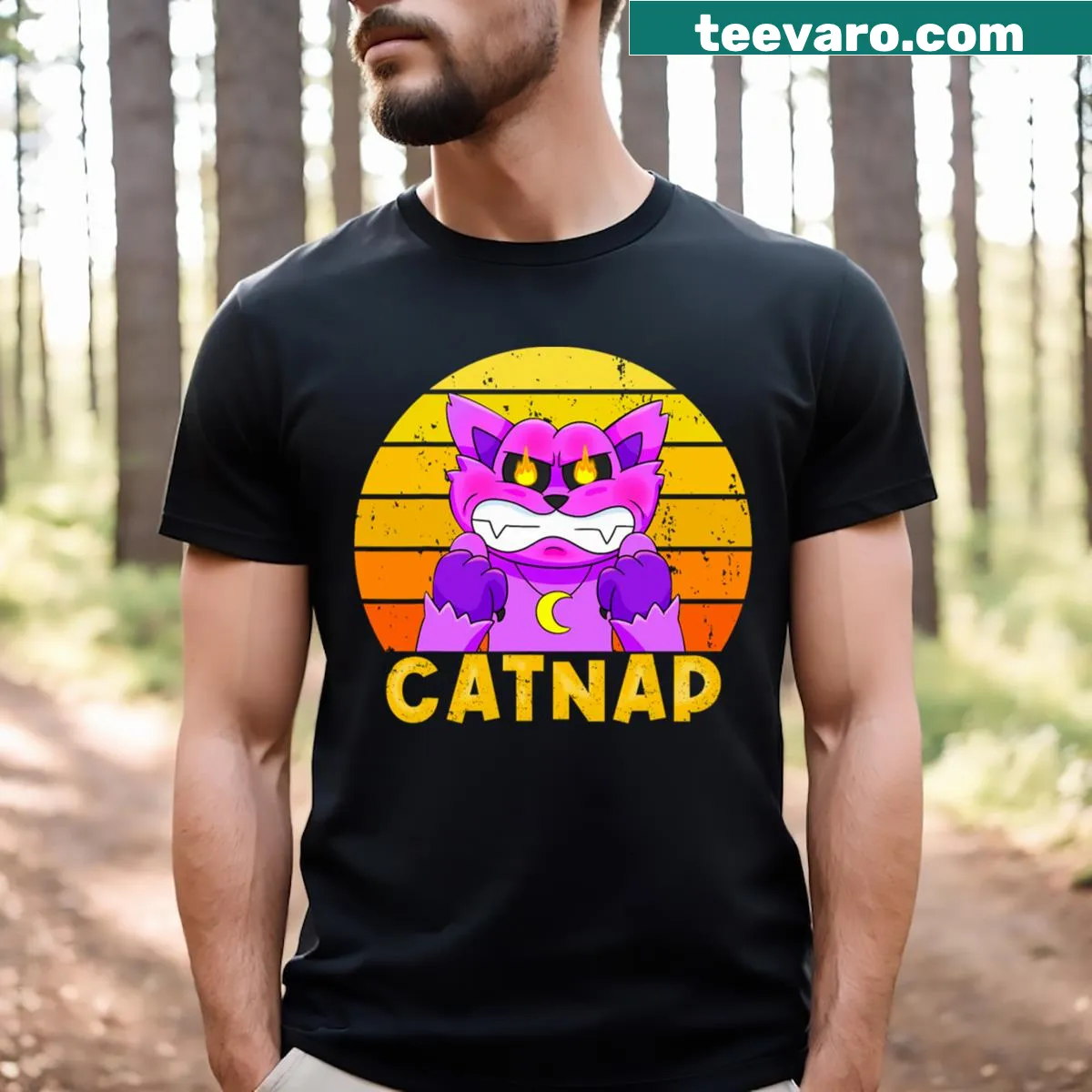 Vintage-style t-shirt with an illustration of an angry cartoon dog — on a men's t-shirt