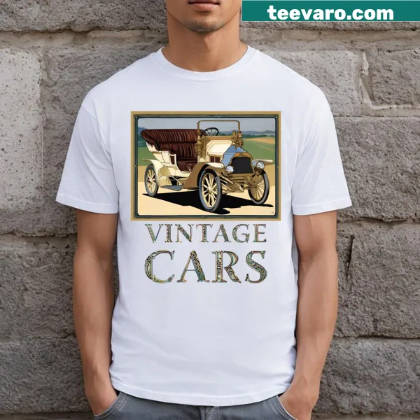 Vintage t-shirt featuring classic car designs