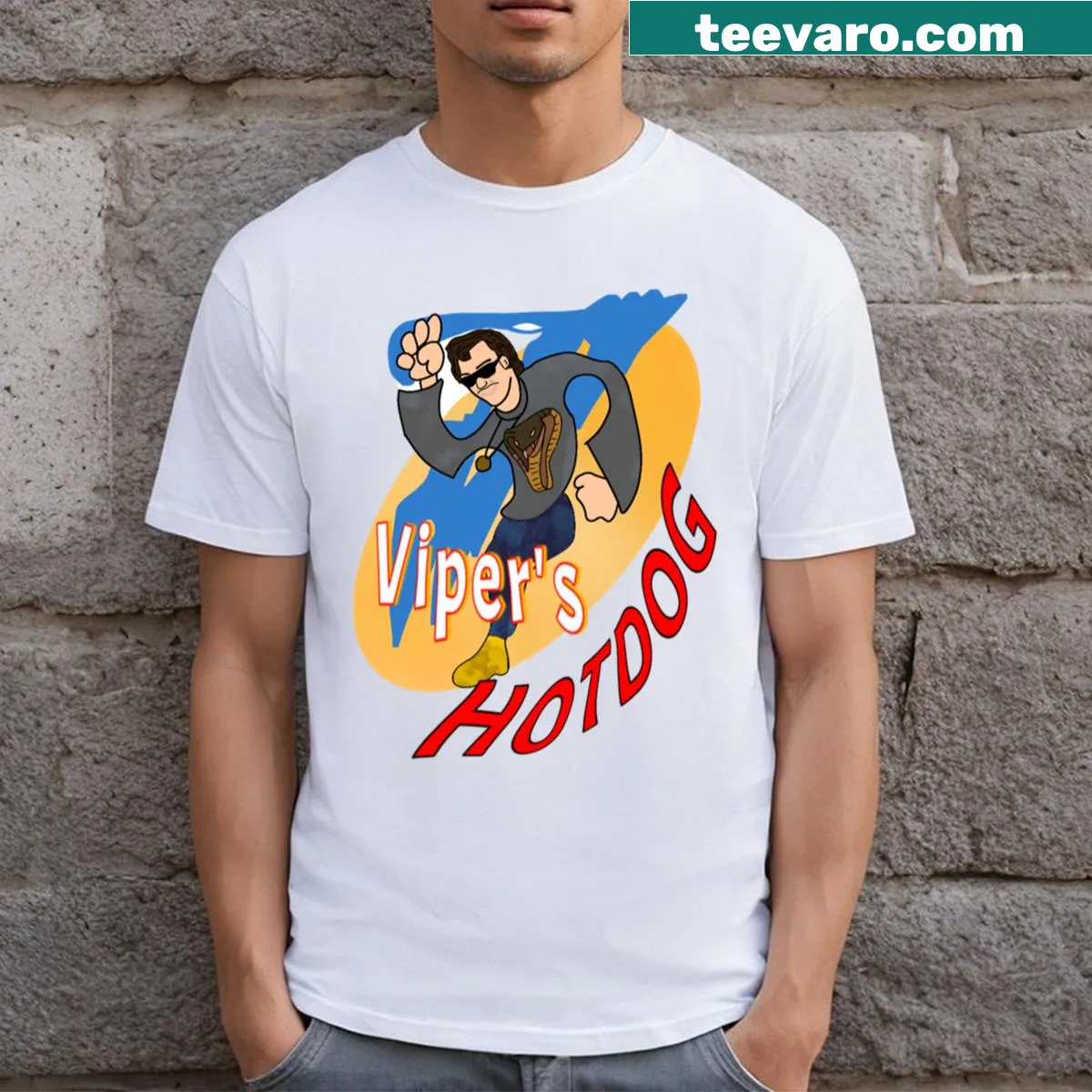 T-shirt featuring a striking viper graphic — on a men's t-shirt