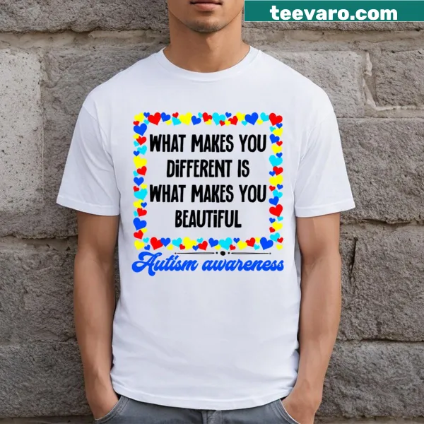 Inspirational t-shirt celebrating individuality in autism awareness