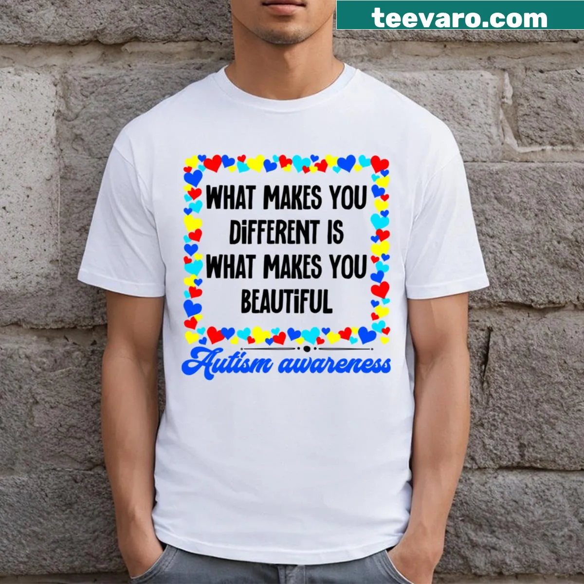 Inspirational t-shirt celebrating individuality in autism awareness — on a men's t-shirt