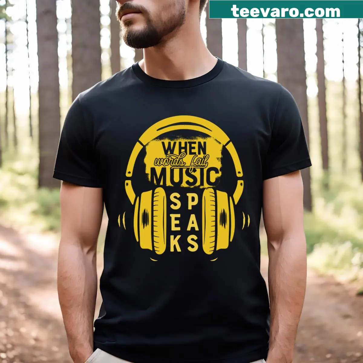 Inspirational music-themed T-shirt with meaningful typography — on a men's t-shirt