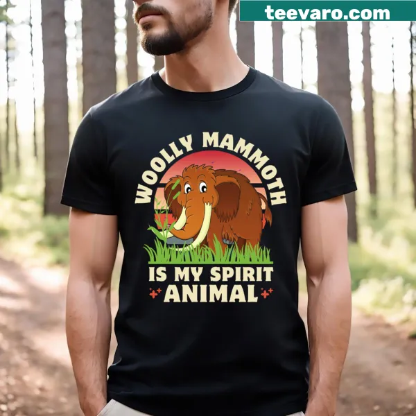 Illustrative Woolly Mammoth T-shirt expressing spirit animal theme.