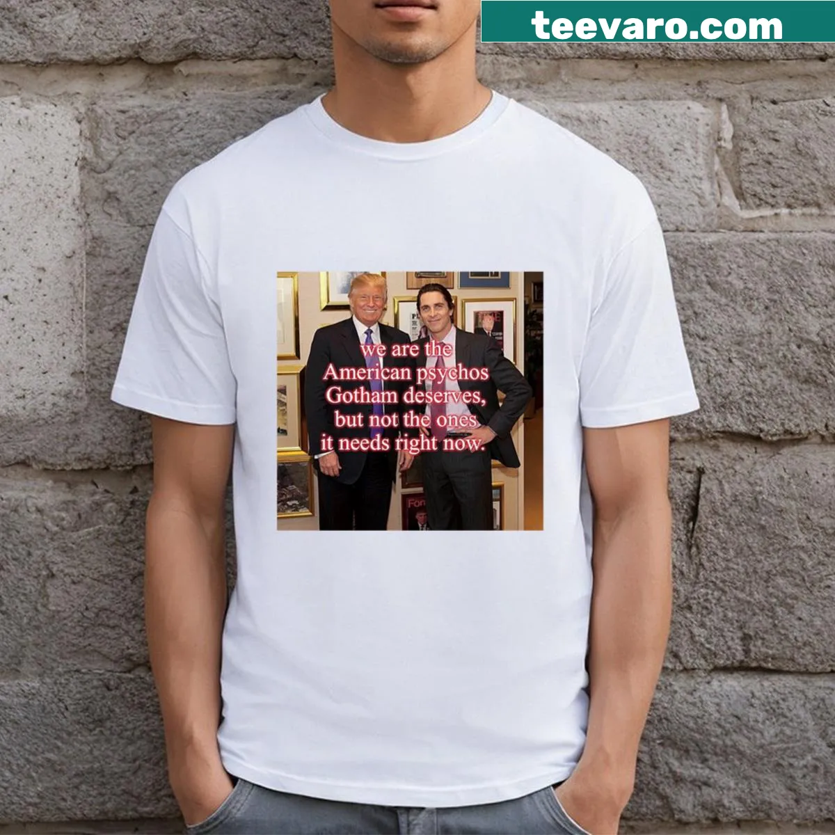 Typographic design referencing American Psychos horror theme — on a men's t-shirt