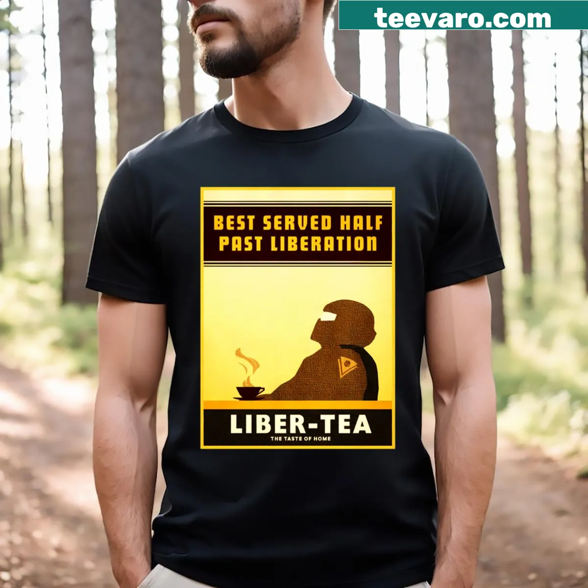 Helldivers fanart T-shirt with playful gaming quote — on a men's t-shirt