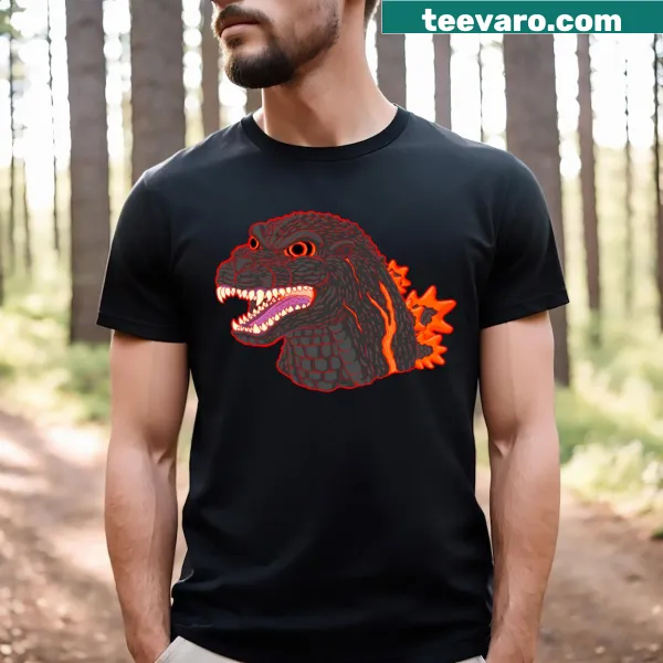 Edgy T-shirt with illustration of a burning nuclear god