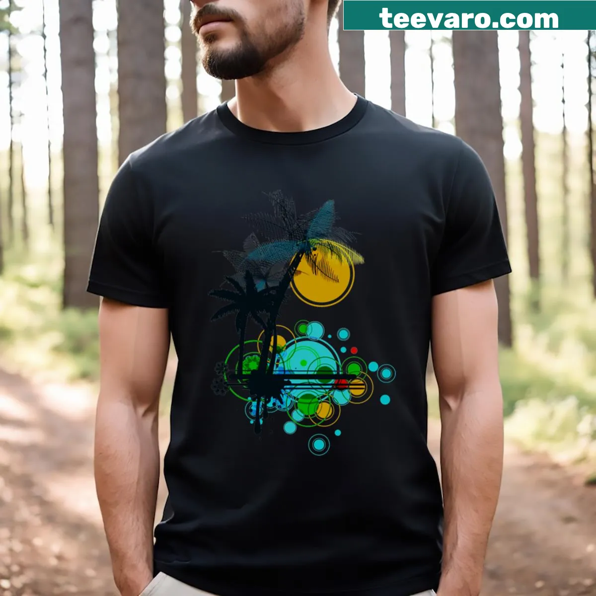 Playful typography T-shirt featuring a whimsical colors game design — on a men's t-shirt