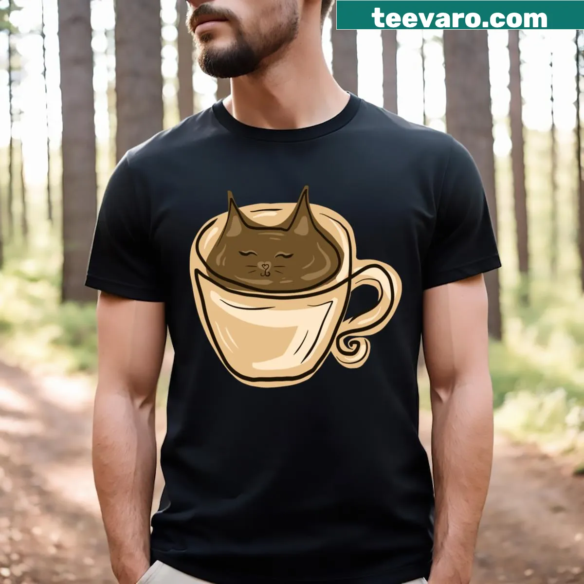 T-shirt with an illustration of a coffee cup named Joey — on a men's t-shirt