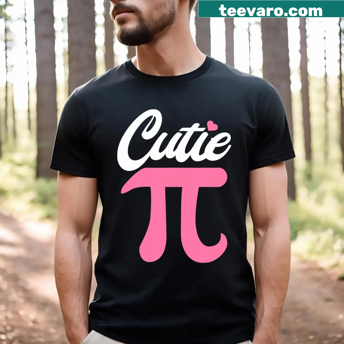Cute math-themed t-shirt with the phrase Cutie Pi and number 3.14159 — on a men's t-shirt