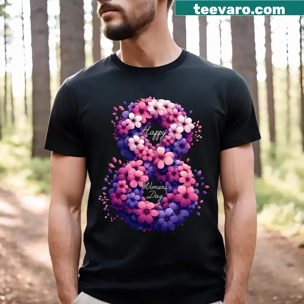 Floral design T-shirt celebrating International Women's Day on March 8