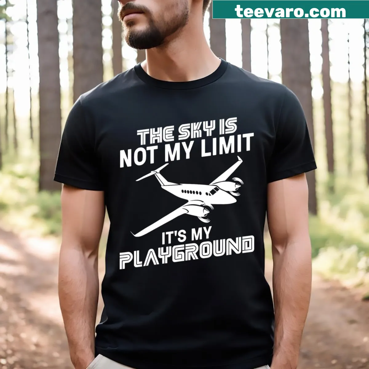 Cartoon-themed T-shirt for airplane pilots featuring humorous pilot art. — on a men's t-shirt
