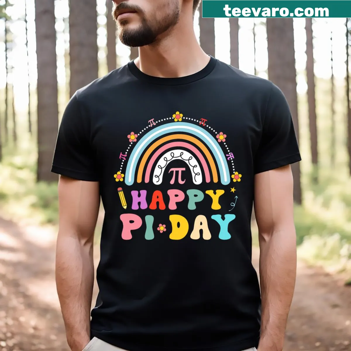 Pi symbol and 314 for math lovers on T-shirt — on a men's t-shirt