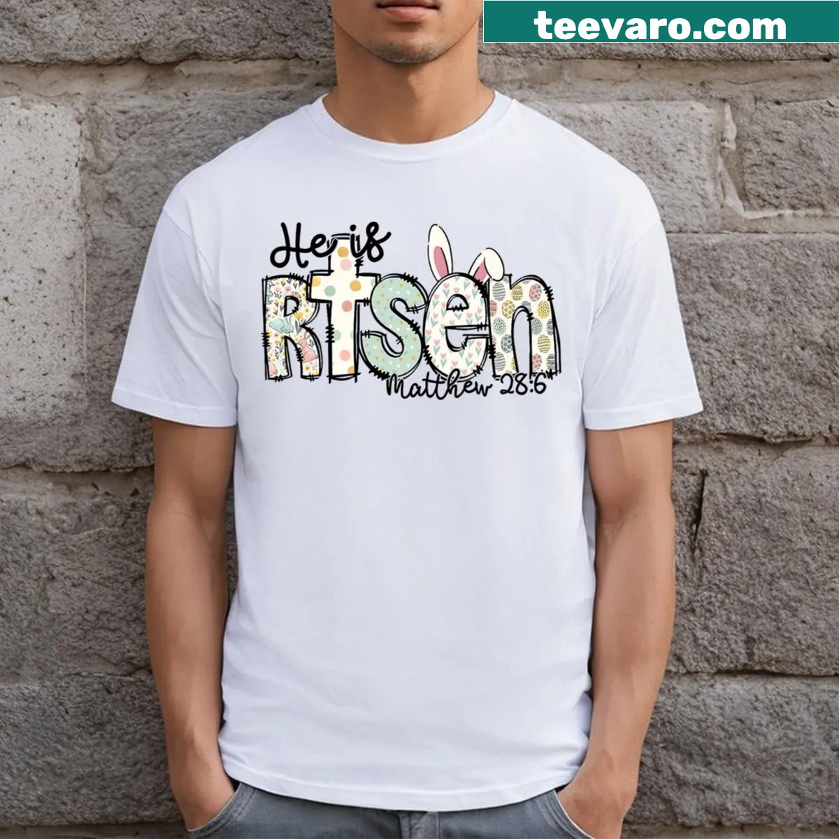 Easter T-shirt with Jesus illustration for kids — on a men's t-shirt