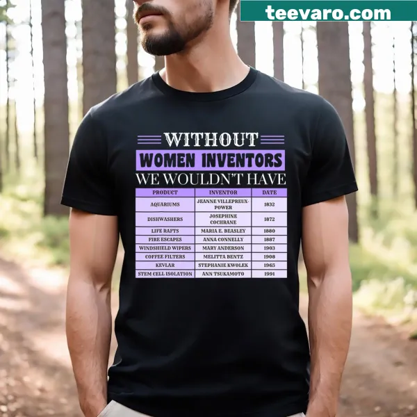 Informative graphic celebrating inventors on a t-shirt