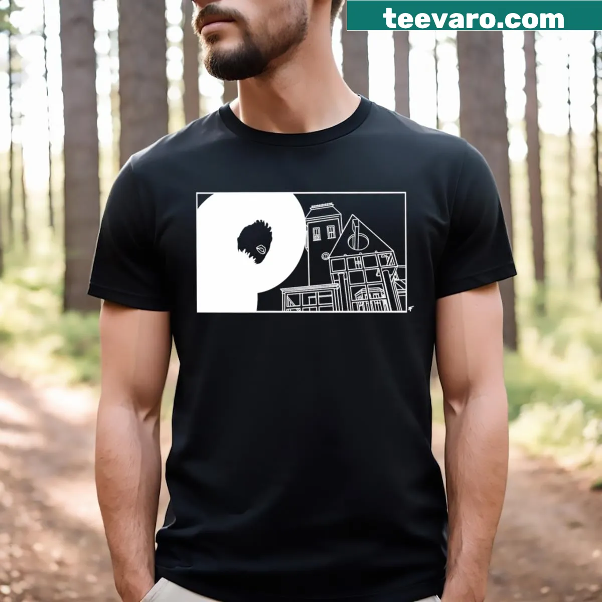 T-shirt with 'I Saw Some Ghosts!' in a playful white outline — on a men's t-shirt